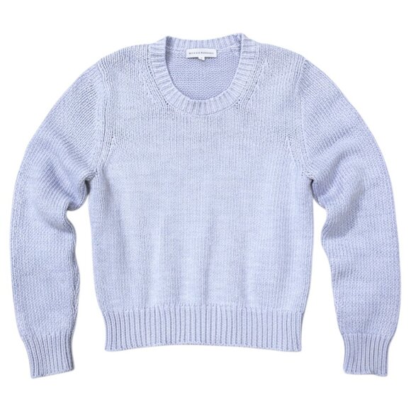 White + Warren Cotton Rope Knit Crewneck Sweater Sky Blue M - Picture 1 of 8